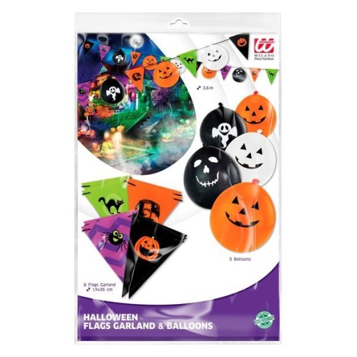 HALLOWEENSKÁ VLAJKA GIRLAND 3,6M S BALÓNMI