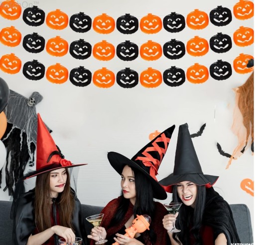 Girlandový hodvábny papier tekvica Halloween Banner papierová dekorácia 300cm