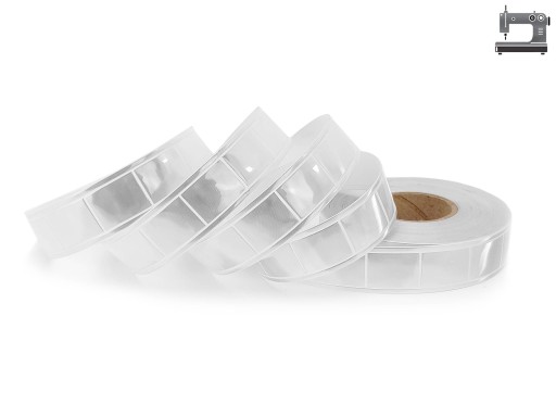 Reflexná PVC páska na šitie, biela, 2,5 cm
