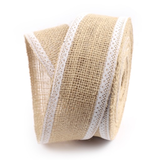 JUTOVÁ STUHA STUHA S ČIPKOU 5M x 6CM