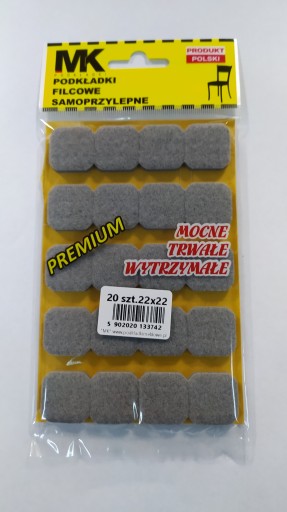 Šedé štvorcové plstené podložky 22x22mm