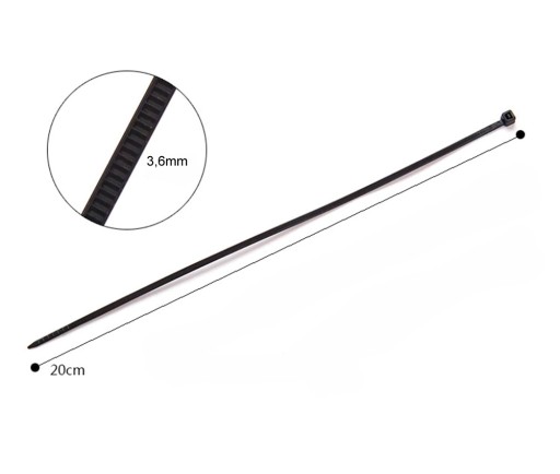Káblové príchytky, sťahovacie pásky, 3,6 x 200 mm, 40 ks