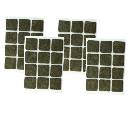 Plsťové podložky 25x25 mm 48 ks, plsť na nábytok hnedá