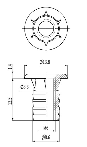 10x kladivo na drevo M6x14 mm