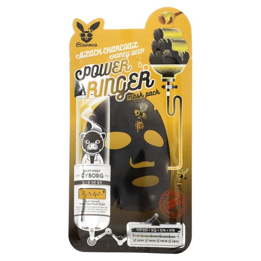 Elizavecca BLACK CHARCOAL HONEY DEEP POWER RINGER MASK - listová maska