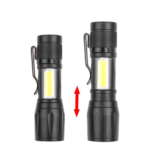 TAKTICKÉ LED SVETLO ZOOM BOČNÝ CLIP COB REFLEKTOR NABÍJACÍ USB