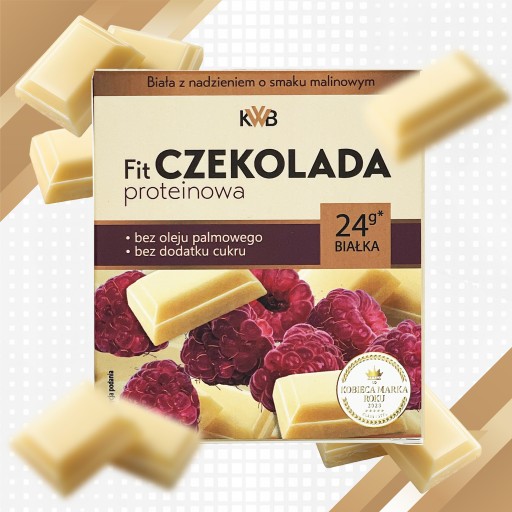 FIT Proteínová čokoláda 80g KWB Biela Malina