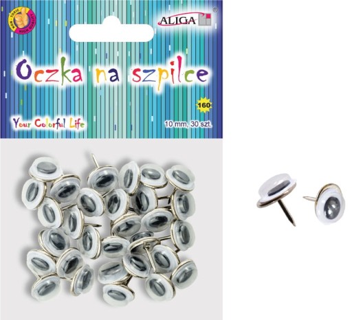 Oči pre maskotov bábik, okrúhle, 10 mm, 30 ks, na špendlíku