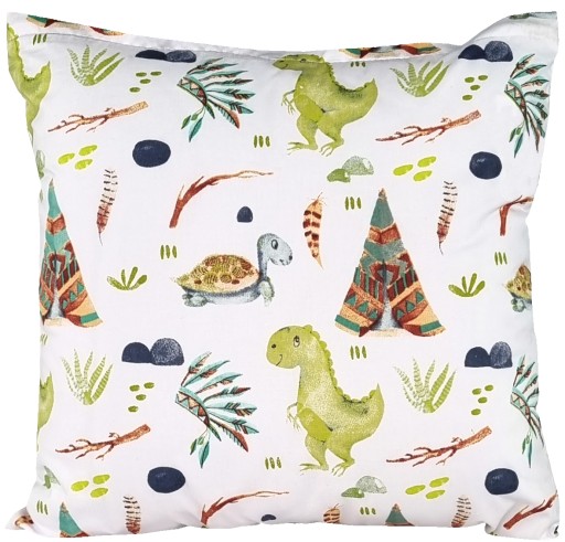 Dinosaurs dino Indians obliečka na vankúš 40x40 biela bavlna pre dieťa