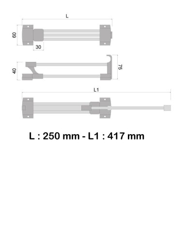 Výsuvný nábytkový vešiak do šatníkovej skrine, 250 mm