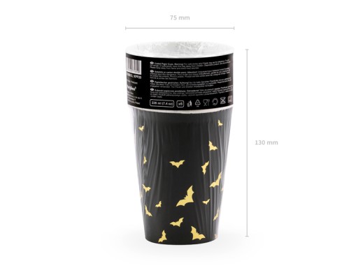 NETOPIERY ČIERNY PAPIEROVÝ POHÁR 220ml 6 ks