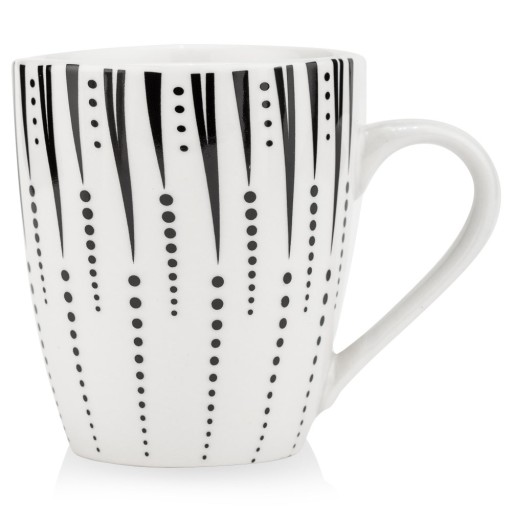 PORCELÁNOVÝ hrnček na pitie kávy, čaju, nápojov, biely, čierny, 370 ml