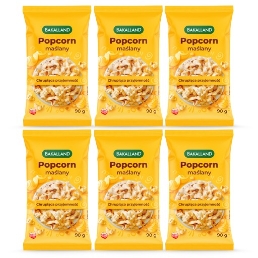 Bakalland maslový popcorn do mikrovlnnej rúry 6x90g, lahodný snack