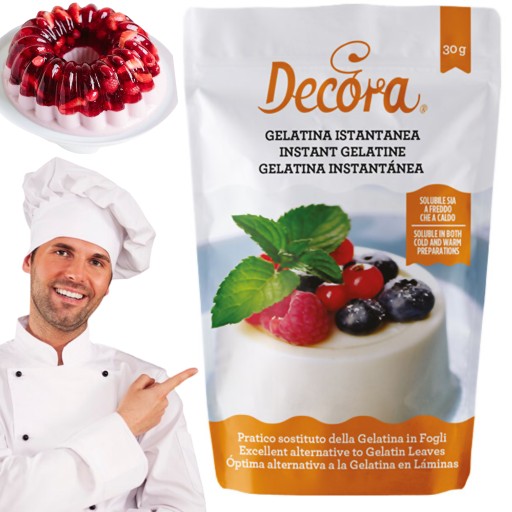 SILNÁ PRÍRODNÁ POTRAVINÁRSKA ŽELATÍNA ZAhustená NA KRÉMOVÉ TORTY DEZERTY 30g