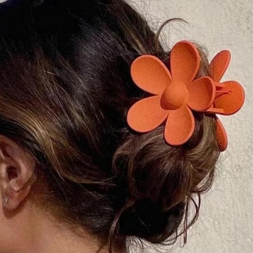 VLASOVÁ ČIAPKA VEĽKÁ SPONA KVETOVÁ ČEĽUSŤOVÁ SVORKA ORANŽOVÁ