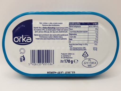 Orka Filety zo sleďa v oleji 170 g