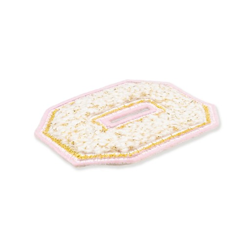 PATCH vyšívané PÍSMENO O, veľké biele nápisové písmo
