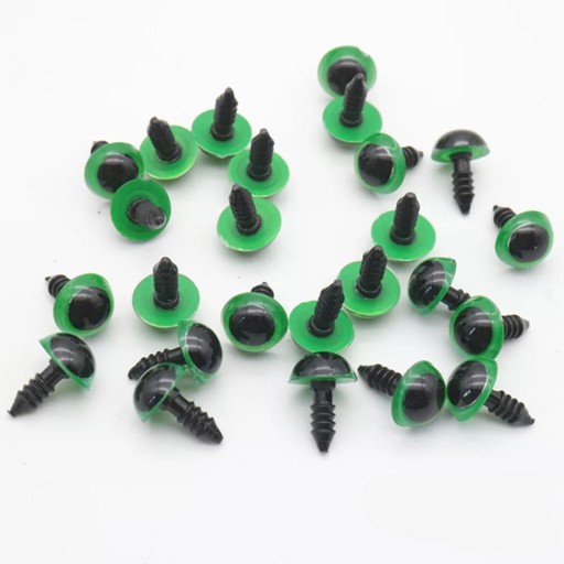 Eyes Eyes for toy maskots Green 14mm 10 ks (5 párov) so svorkami