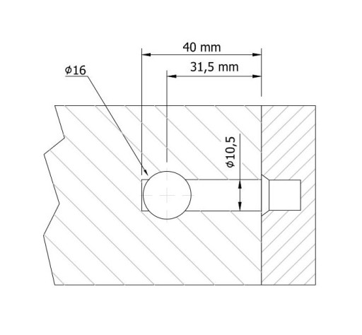 11.166 barelový konektor fi 16 mm pre nábytok M6 1 ks