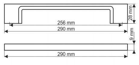 Hliníková nábytková úchytka, rozteč 256mm UN73 TECHNO