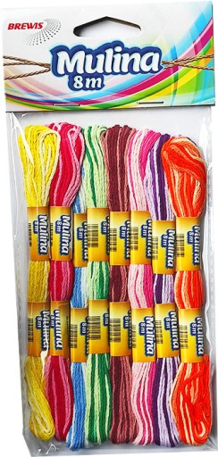 FAREBNÁ ŠUNKA, vyšívacia niť, SADA 8 ks, MULTICOLOR MIX