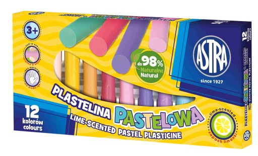 Plastelína Astra 12 farieb, pastelová s vôňou limetky