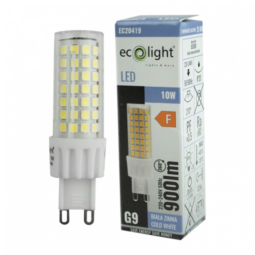 G9 LED žiarovka 10W 900lm studená farba svetla