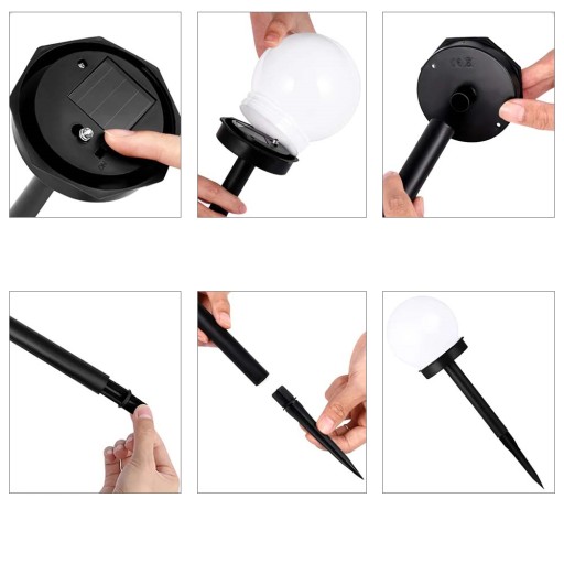 LED SOLÁRNA ZÁHRADNÁ LAMPA BIELA GUĽA 10cm
