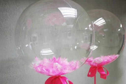 Obrovský priehľadný balón BALL s ružovými pierkami