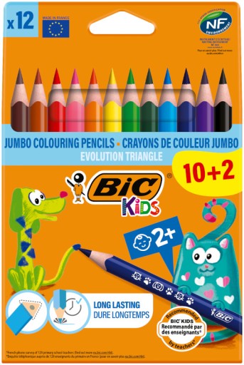 BIC KIDS EVO TROJUHOLNÍKOVÉ HRUBÉ PEČUZKY PRE DETI ECO 12 FAREB