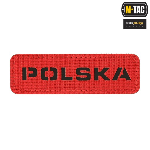 NÁŠIVA ZNAK POĽSKA LASEROVÝ REZANÝ VELCRO M-Tac 25x80 ČERVENÁ ČIERNA