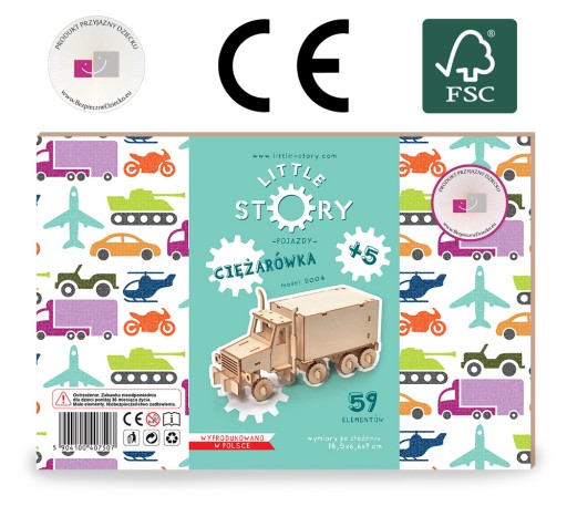 Little Story Drevené puzzle 3D model nákladného auta