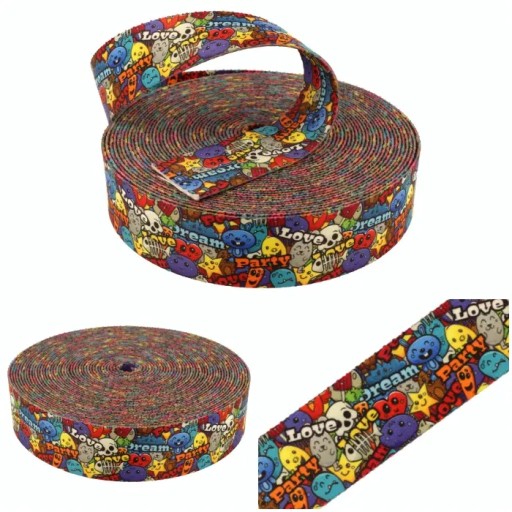 Prenosná páska so sublimačnou potlačou DREAM PARTY 40 mm popruh na obojok na vodítko