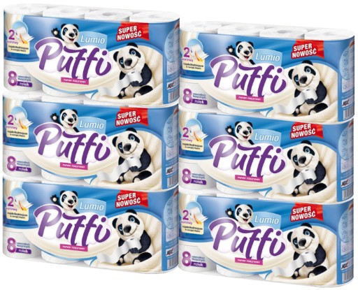 PUFFI BIELY TOALETNÝ PAPIER CELULÓZOVÝ 15M 2W 8KS