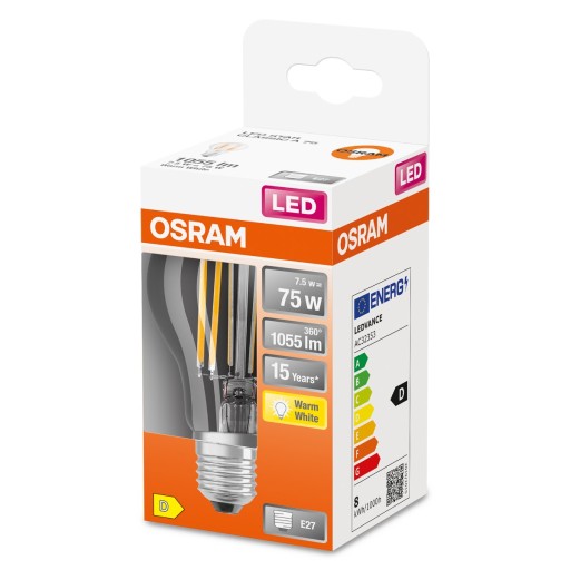 LED žiarovka E27 A60 7,5W 75W 2700K FILAMENT OSRAM