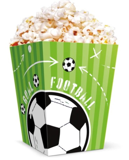 Futbalové škatuľky na popcorn, 6 kusov