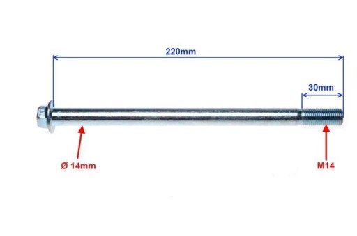 Zadná náprava kyvného ramena m14 x 220 suzuki gn125