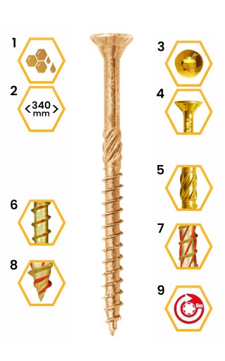 TESÁRSKE SKRUTKY DO DREVA 3x30 TAPERED TORX 500ks WKCS-30030 KLIMAS