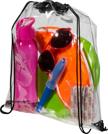 Batoh TRANSPARENT BAG, čierna plážová taška, priehľadná taška-batoh
