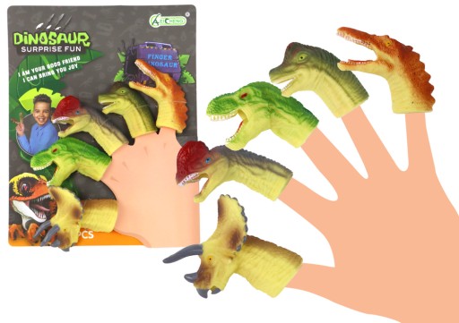 Gumové senzorické figúrky na prstoch dinosaurov 5 ks.