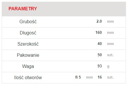 Perforovaný plech, plochý konektor ATEST 40x160