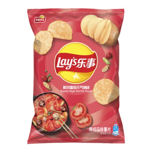 Lay's Tomato Hot Pot Chips s príchuťou čínskeho jedla s paradajkami 70g