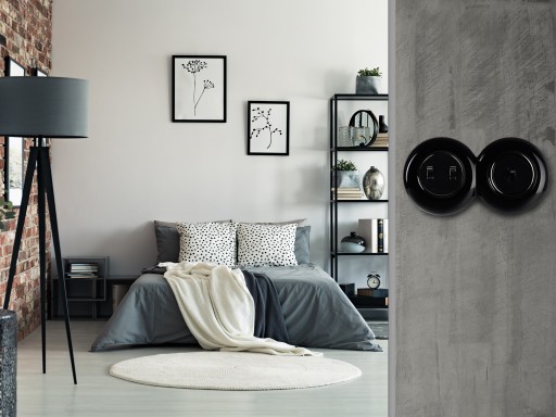 LOFT RETRO VINTAGE ZVONOVÝ SPÍNAČ ČIERNA JLM