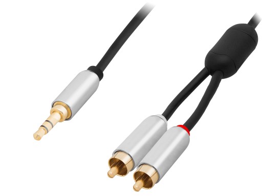 KÁBEL 2X RCA CINCH - JACK 3,5MM ZLATÝ ZLATÝ 1,5M