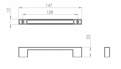 Moderná nábytková úchytka na kuchynské skrinky L-148 čierna 128mm + skrutky