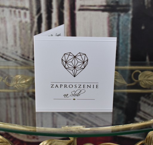 Svadobné oznámenia, pozlátené geometrické srdce