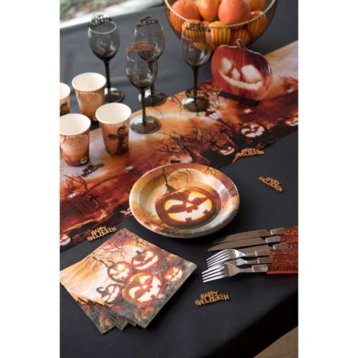 drevené KONFETTI HAPPY HALLOWEEN zlatej a čiernej farby