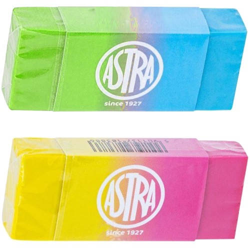 ASTRA ŠKOLNÁ GUMA, MÄKKÁ, DVOJFAREBNÁ, NEÓNOVÁ