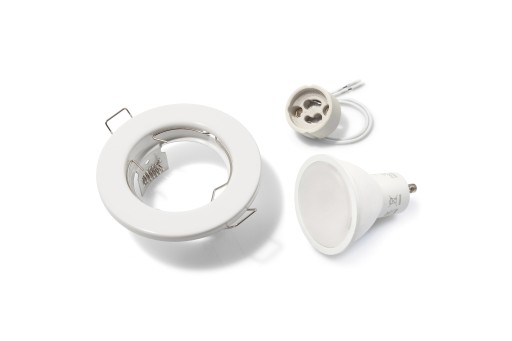 SET PEVNÝCH BIELICH HALOGÉNOVÝCH SVIETIDIEL + LED ŽIAROVKA 7W + GU10 3000K
