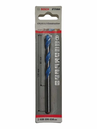 BOSCH Viacúčelový vrták 9 mm 80 / 120 mm CYL-9